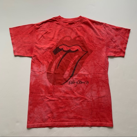 013 - VINTAGE 00s THE ROLLING STONES ROCK BAND RED DYED TONGUE T SHIRT - Picture 1 of 2